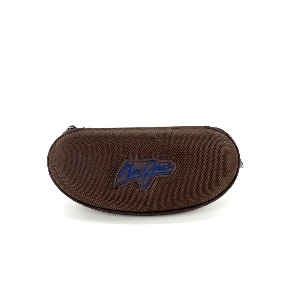 MAUI JIM Sunglass CASE ONLY Zippered Semi Hard Brown Zip, Sport Clip